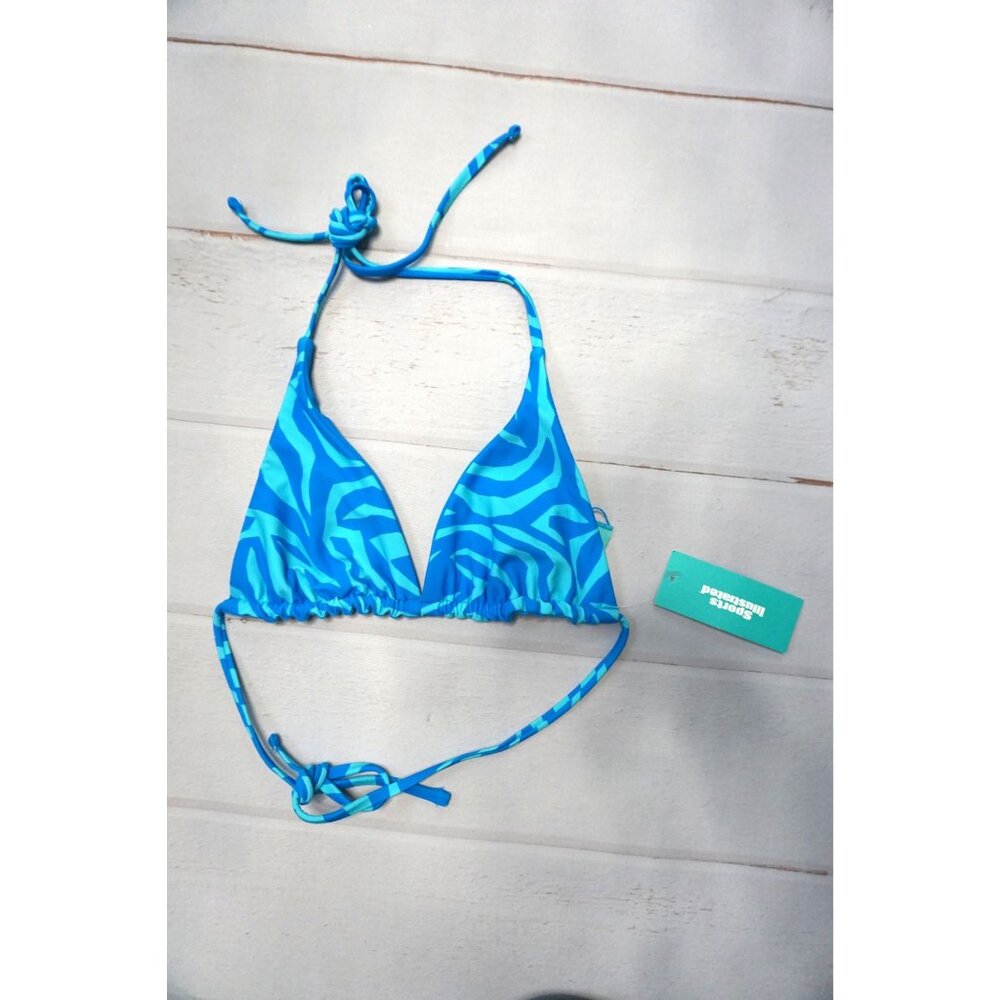 Sports Illustrated Swim Aqua Zebra Bikini Top